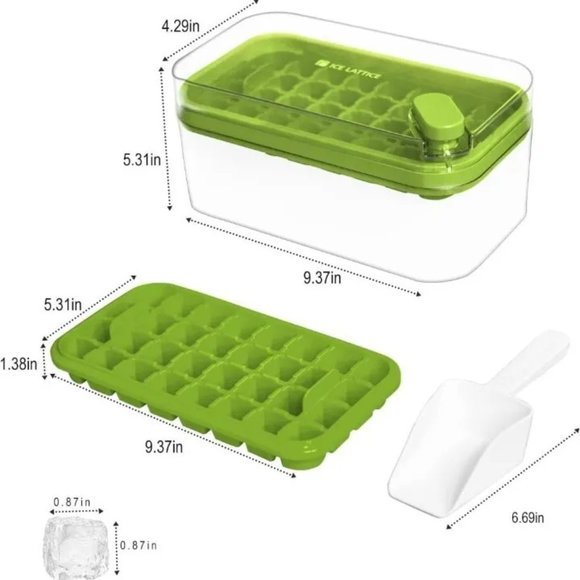 Pop Ice Cube Tray with Lid Bin and Scoop Square Ice Cubes Molds with storage box - Picture 5 of 5